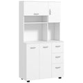 HOMCOM Keukenkast, Buffet, 3 Laden, 3 Planken, Veel Opbergruimte, 89x39,5x168cm, Wit