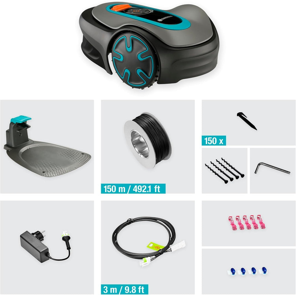 Gardena Robotmaaier SILENO minimo 500 m: intelligente grasmaaier met optimale connectiviteit, programmeerbaar met Gardena Bluetooth-app, DE-versie (15202-20)