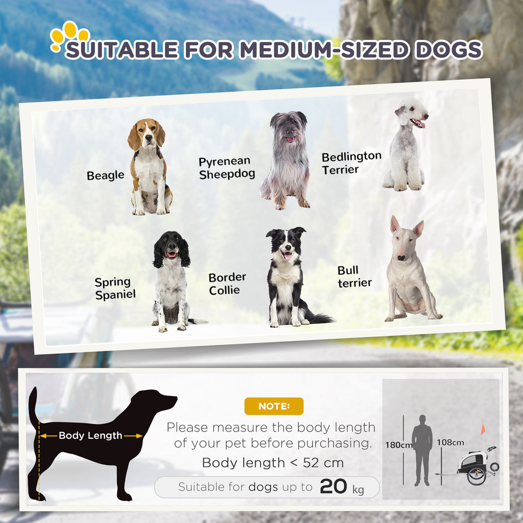 PawHut 2 in 1 hondenaanhanger fietskar jogger vlag regenhoes voor honden Wit